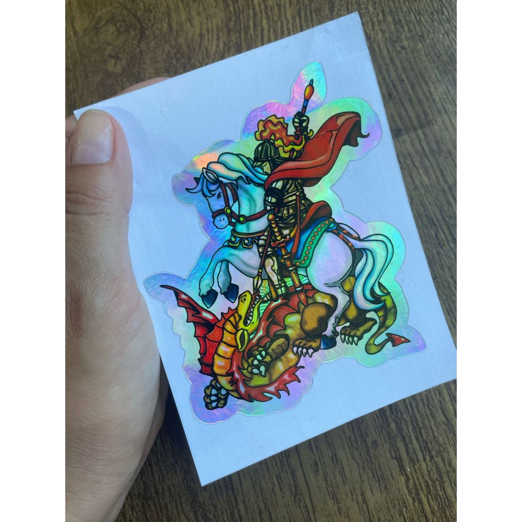 Adesivo Holografico 3D São Jorge para Carro/Moto em Oferta na Shopee