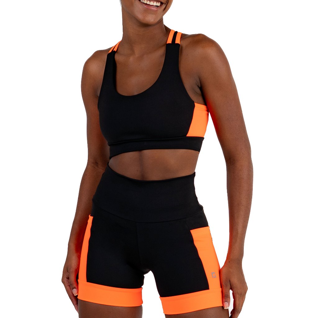 Conjunto para Corrida Shorts com Bolsos e Top de Compressão com Bojos Alta Qualidade em Oferta na Shopee