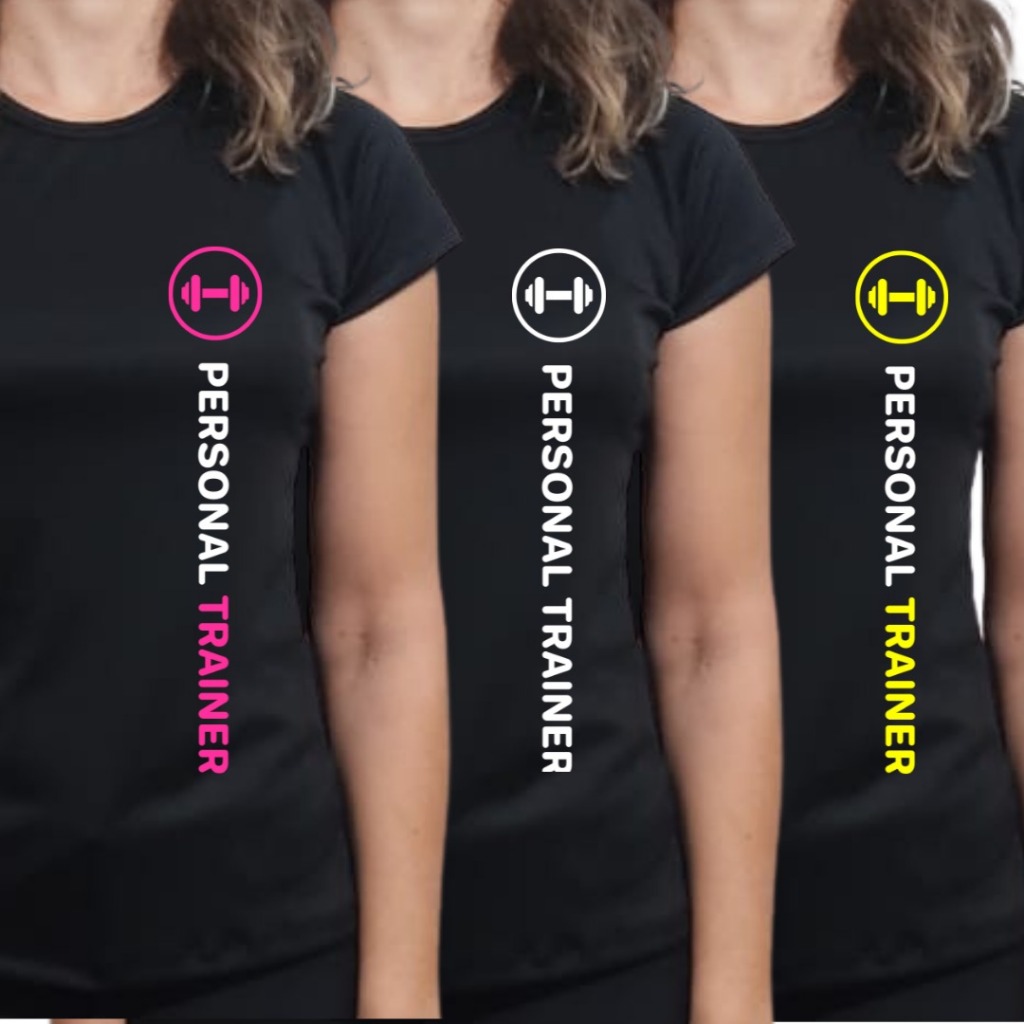 KIT 3 CAMISETAS DRYFIT PERSONAL TRAINER FEMININA - PERSONALIZADA COM NOME/INST