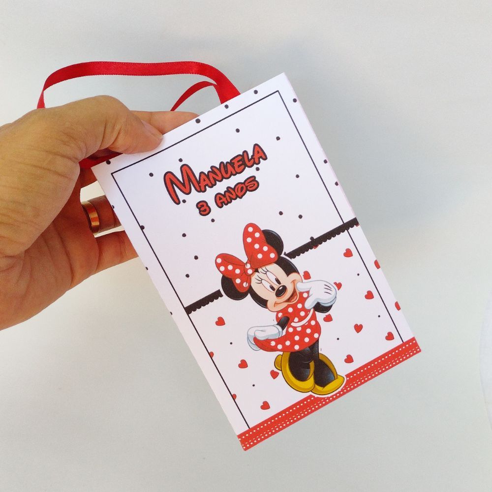 Sacolinha Personalizada Minnie para lembrancinha / Tamanho P / Lembrancinha Personalizada Minnie / Aniversário Infantil