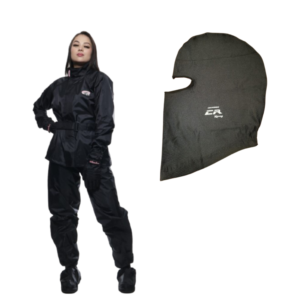 Kit Balaclava + Conjunto Chuva California Racing Nylon Preto Feminino em Oferta na Shopee