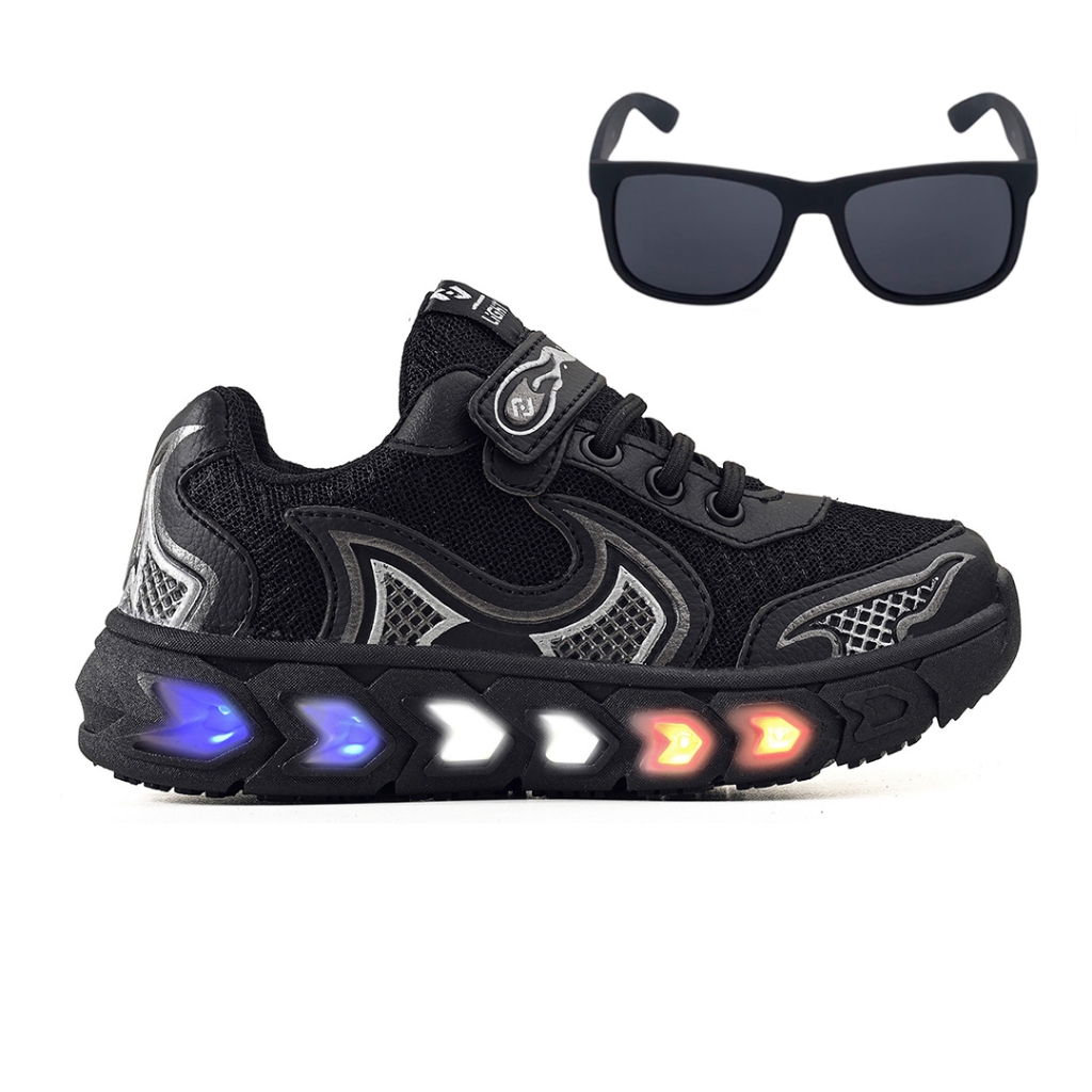 Tenis Infantil De Led Casual Jogger Meninos Escolar Basico + Oculos em Oferta na Shopee