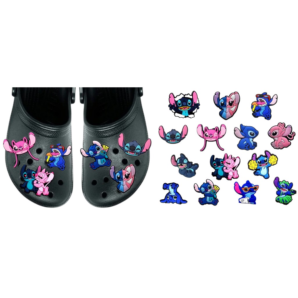 PIN BOTON BROCHE ENFEITE PARA CROC CALÇADO LILO E STITCH KIT COM 6 PINS SORTIDOS