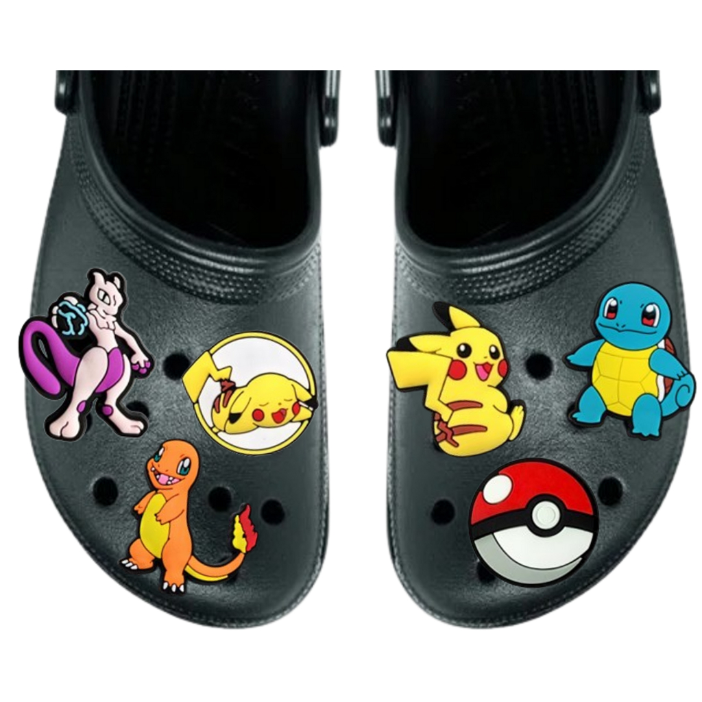 PIN BOTON BROCHE ENFEITE PARA CROC CALÇADO POKEMON PIKACHU KIT COM 6 PINS SORTIDOS