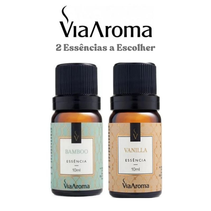 Kit 02 Essências 10ml Para Difusor de Ambiente Elétrico Via Aroma Aromas Para Casa Escritório