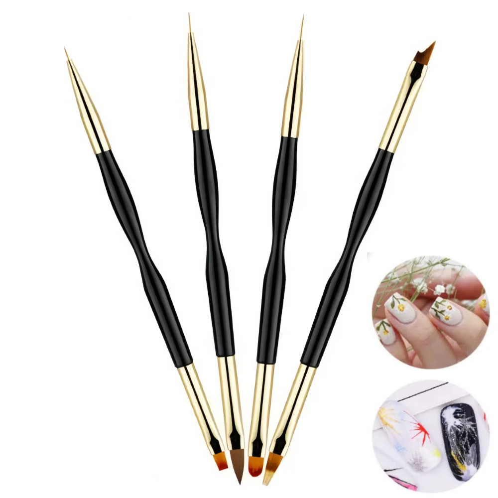 Kit de 4 Pincel Duplo Luxo Dentista Resina Odonto Estética