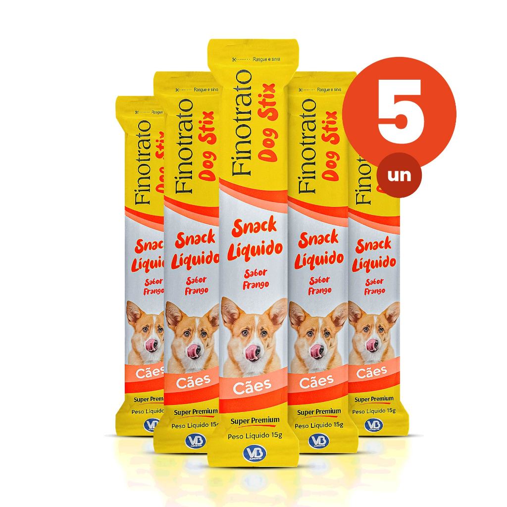 Kit 5 Dog Stix Petisco para Cães Super Premium Sabor Frango 15g Finotrato
