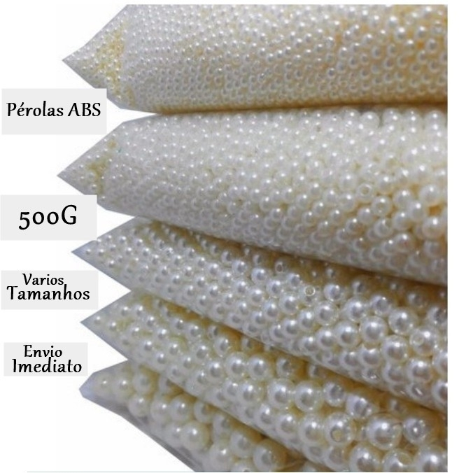 Perola ABS Inteira Com Furo Pacote com 500 gramas em Oferta na Shopee