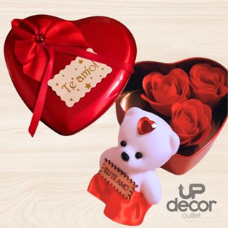 Caixa Metal Coração com Ursinho e Rosas para Momentos Especiais em Oferta na Shopee