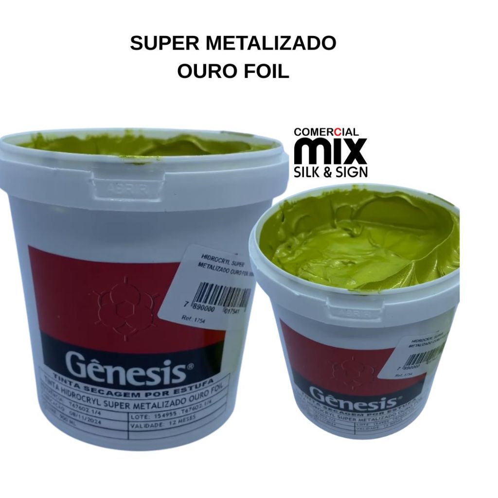 TINTA GENESIS SILK HIDROCRYL SUPER METALIZADA OURO FOIL BASE D'AGUA LT