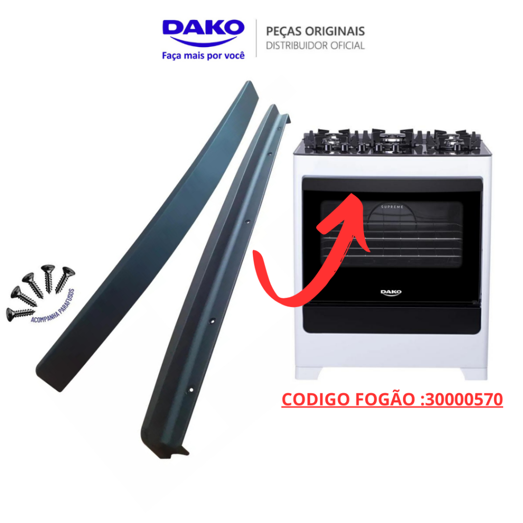 PUXADOR FORNO PORTA FOGÃO DAKO SUPREME 5 BOCAS +PARAFUSOS PARA ENVIO IMEDIATO PREÇO IMPERDÍVEL!