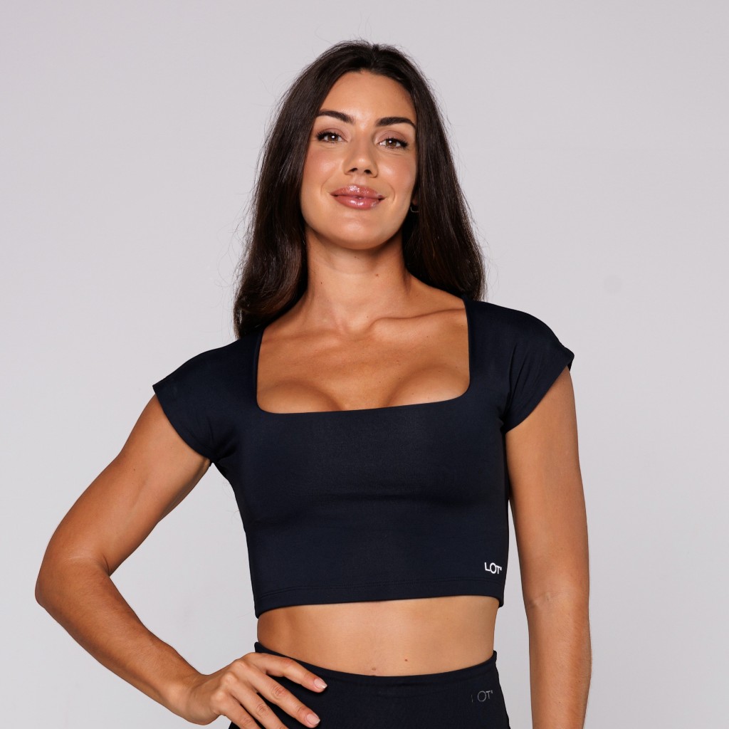 Top Poliamida Feminino Costas Aberta Decote Quadrado Lot Fitness