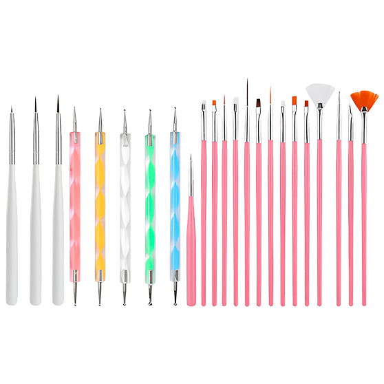 Kit Completo de Nail Art com 23 Peças Pincéis e Boleadores para Manicure Profissional
