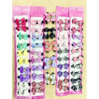 kit de 10 presilhas bico de pato com lacinho e pedrinha infantil