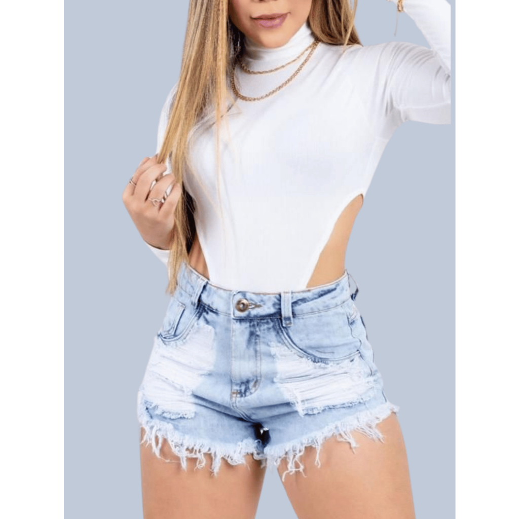 short Jeans Feminino Destroyed lançamento  Verão