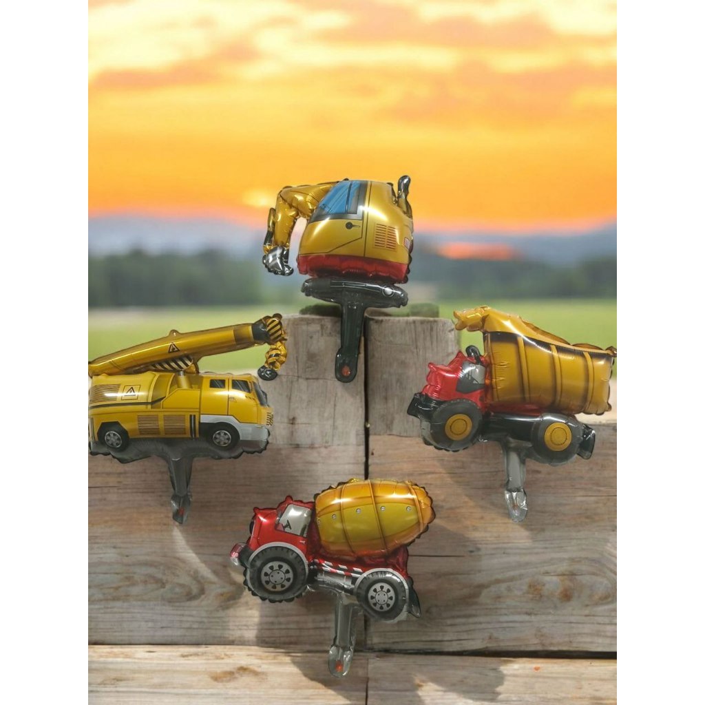 Kit C/4  Balão Metalizado Carros  Caminhão Caçamba Trator Empilhadeira Centro de mesa