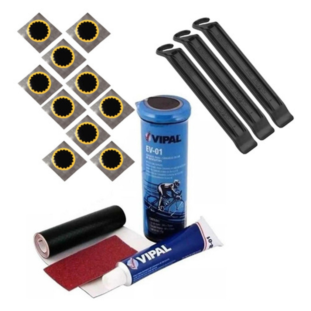 Kit Remendo Vipal Reparo Para Câmara Ar bike + 3 Espátulas + 20 Remendo Vipal Speed / Mtb em Oferta na Shopee