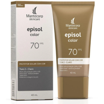 Protetor Solar Facial Loção FPS 70 Episol Color Tom 2 Claro 40ml