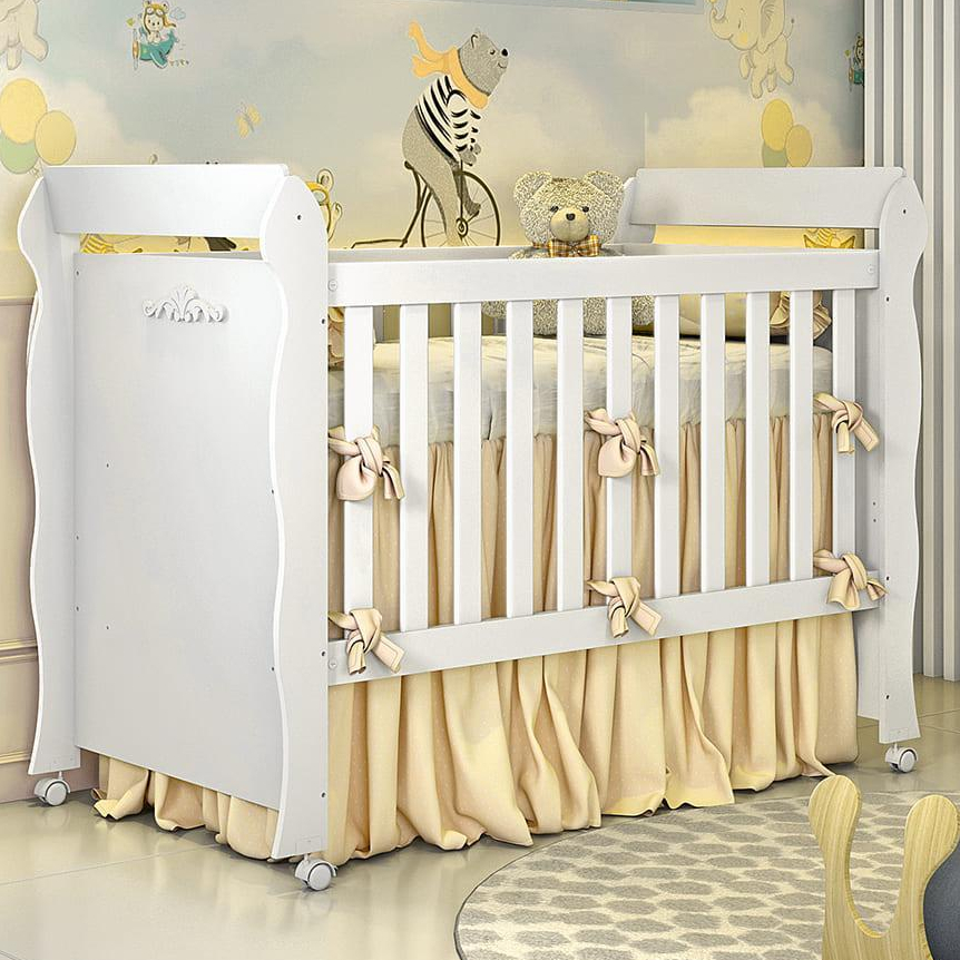 Berço Americano Mini Cama Provençal Lisa Branco Carolina Baby - Mom & Baby