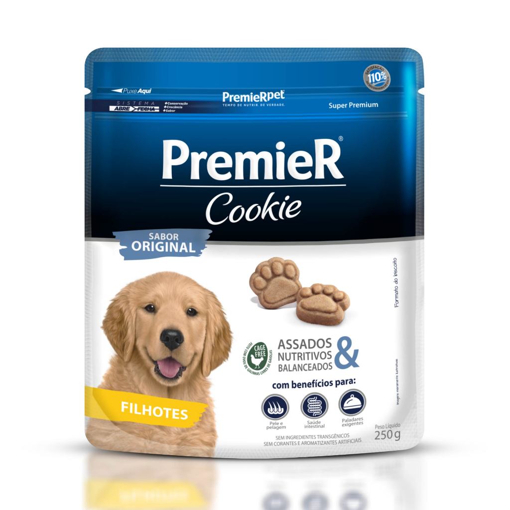 Biscoitos Premier Cookie Cães Filhotes Sabor Original Assados 250g em Oferta na Shopee
