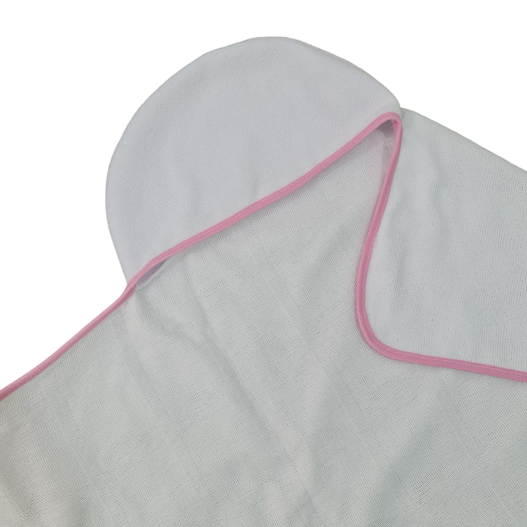 Toalha De Banho Para Bebe Com Capuz Forrada Com Fralda Lisa Com Viés Colorido em Oferta na Shopee
