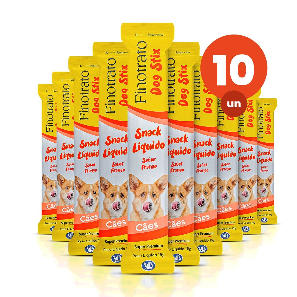 Kit 10 Dog Stix Petisco para Cães Super Premium Sabor Frango 15g Finotrato