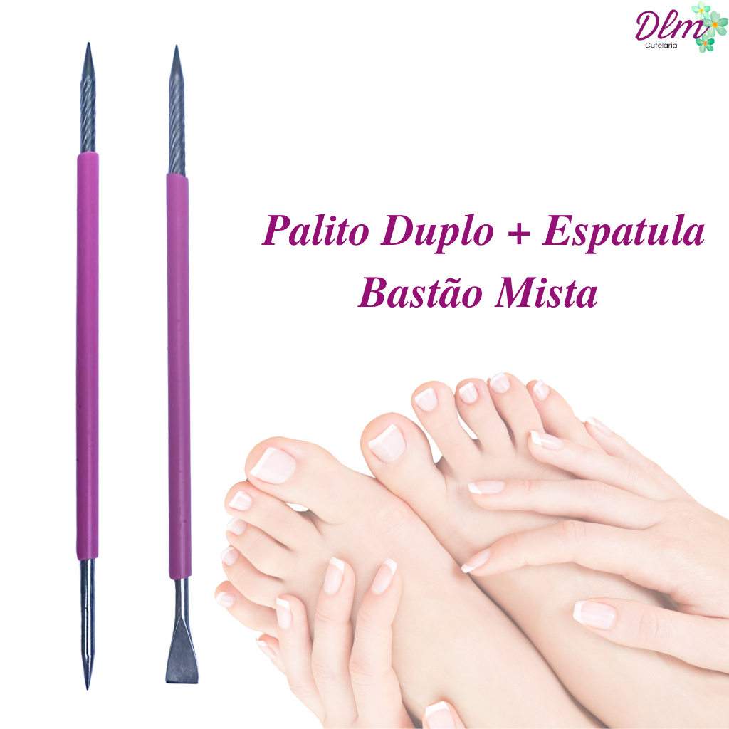 Palito Duplo 105 + Espátula Bastão Mista 104 LILÁS - Manicure e Pedicure Podologia Slim em Oferta na Shopee