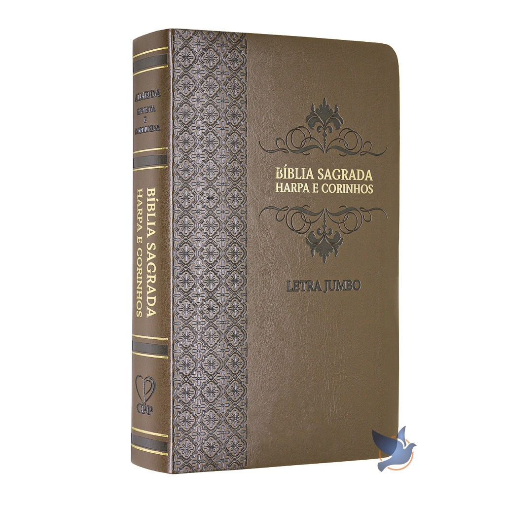 Bíblia Sagrada Gigante Letra Jumbo ARC Almeida Revista Corrigida com Harpa Capa  Arabesco Marrom