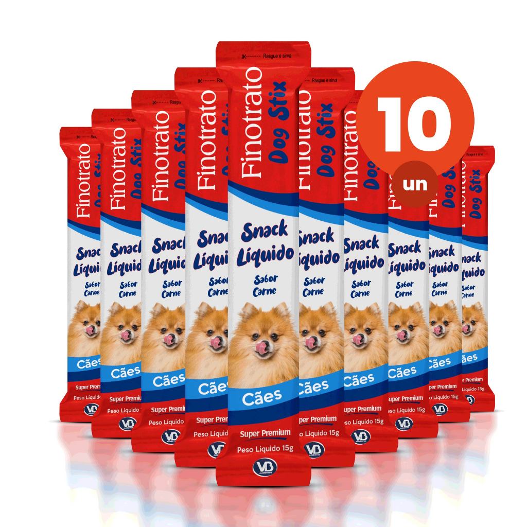 Kit 10 Dog Stix Petisco para Cães Super Premium Sabor Carne 15g Finotrato - Pets