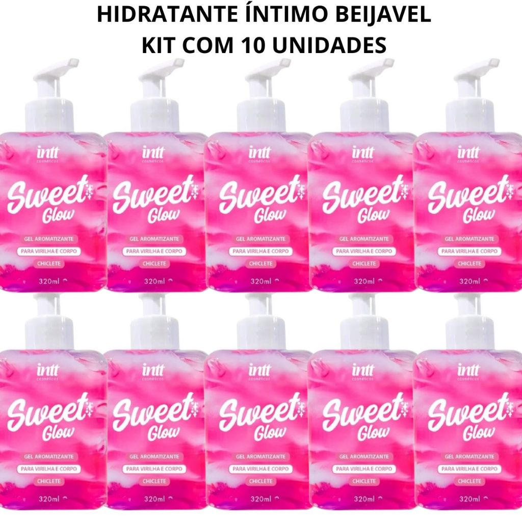 Kit com 10 Hidratante íntimo Aromatizante Beijável Sweet Glow Sabor Chiclete