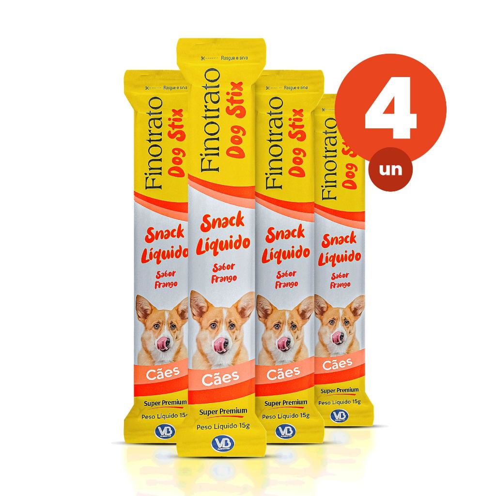 Kit 4 Dog Stix Petisco para Cães Super Premium Sabor Frango 15g Finotrato