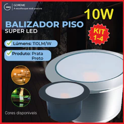 Balizador Spot LED Embutir Chão Piso Jardim 10W Luz Quente e Verde IP65 Bivolt 60Hz