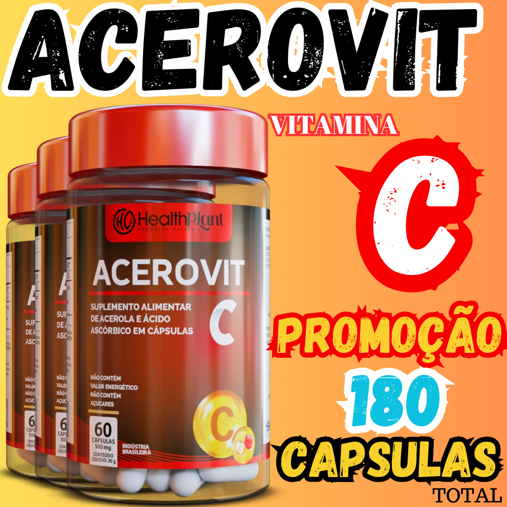 Acerovit - Vitamina C 500mg com Acerola em Pó | Imunidade e Absorção Máxima | Cápsulas