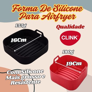 Forma De Cozimento 19x19x7,3cm Ou 16x16x7,3cm Quadrada De Silicone Para Air Fryer Com Alça em Oferta na Shopee