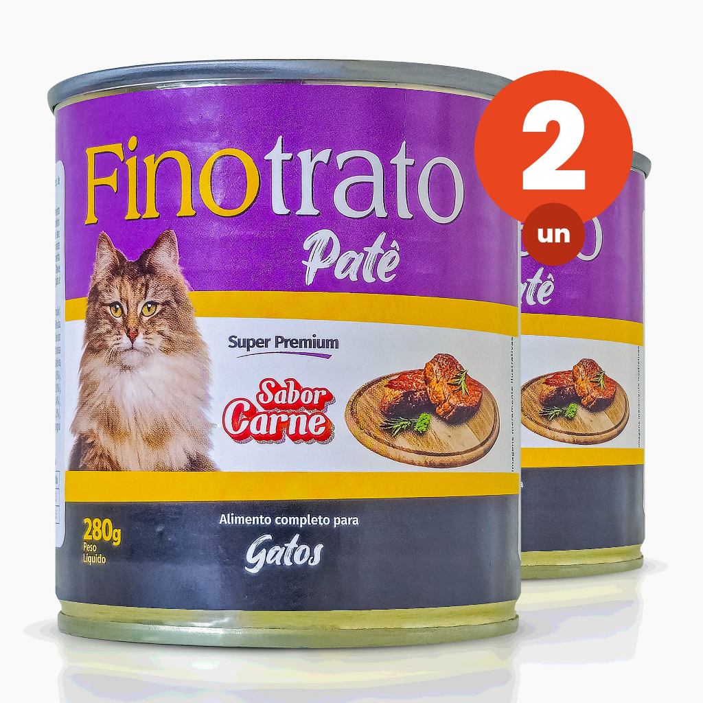 Kit 2 Patê Finotrato Gatos Sabor Carne Super Premium Lata de 280g - Pets