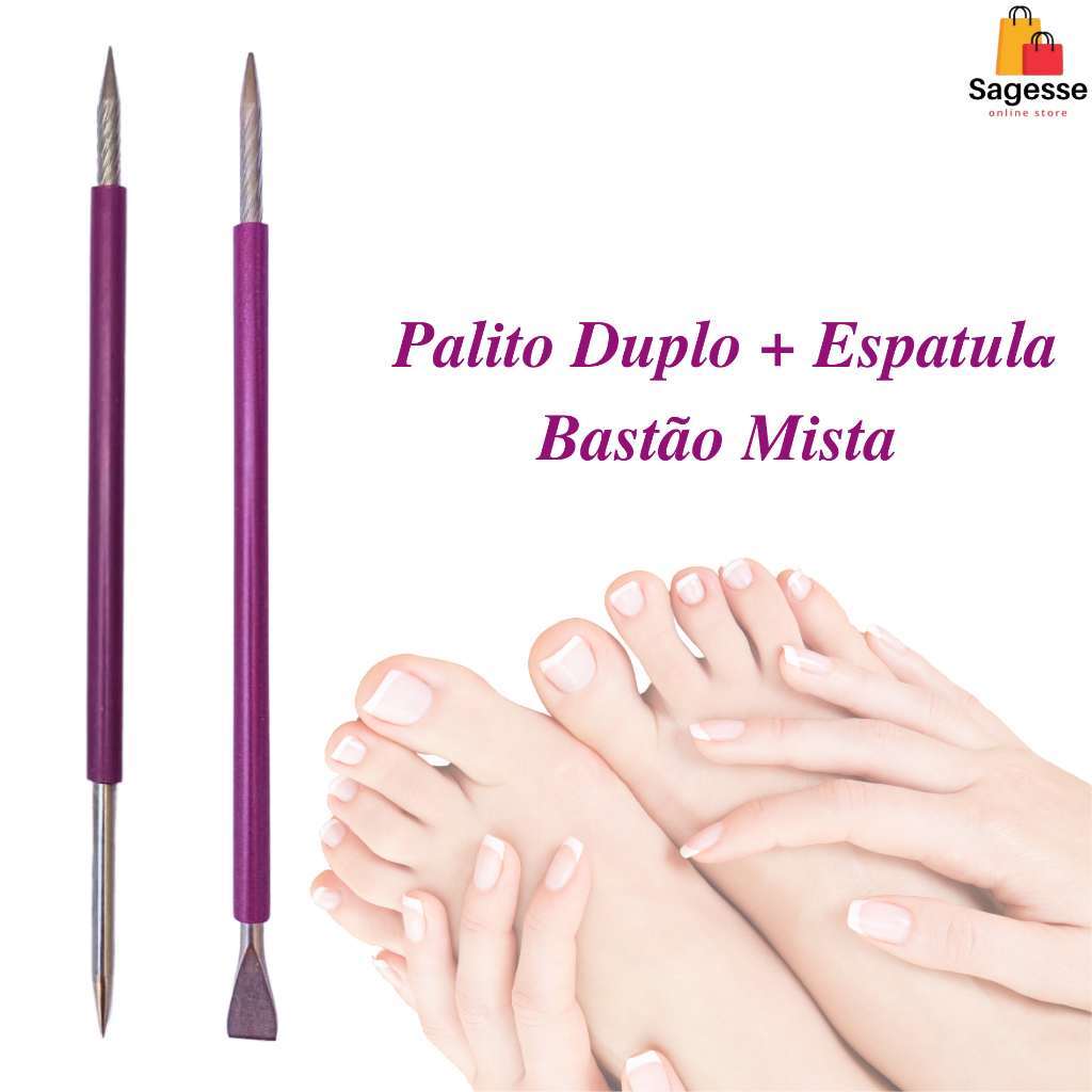 Palito Duplo 105 + Espátula Bastão Mista 104 ROXO - Manicure Podologia Slim em Oferta na Shopee
