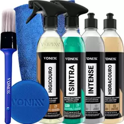 Kit Couro Vonixx Hidratação Couro Hidracouro Limpeza de Couro Higicouro Limpa Painel Sintra Intense