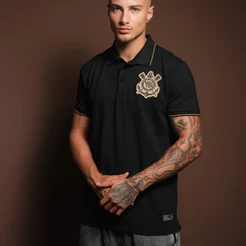 Camisa Polo Corinthians Ouro Masculina Oficial