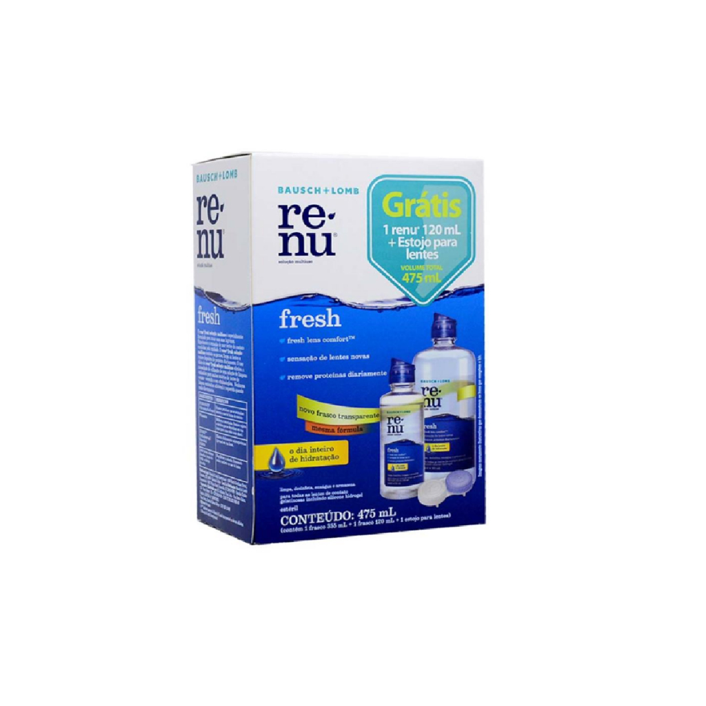 Renu Fresh PackOn Solução de Limpeza Para Lentes 355ml + 120ml e Estojo - Bausch + Lomb
