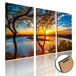 Quadro painel moderno árvore paisagem por do sol mar luxo em Oferta na Shopee
