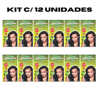 Kit C/ 12 Amazônia Henê Gel 180g Preto Médio Pouch Divina Dama em Oferta na Shopee