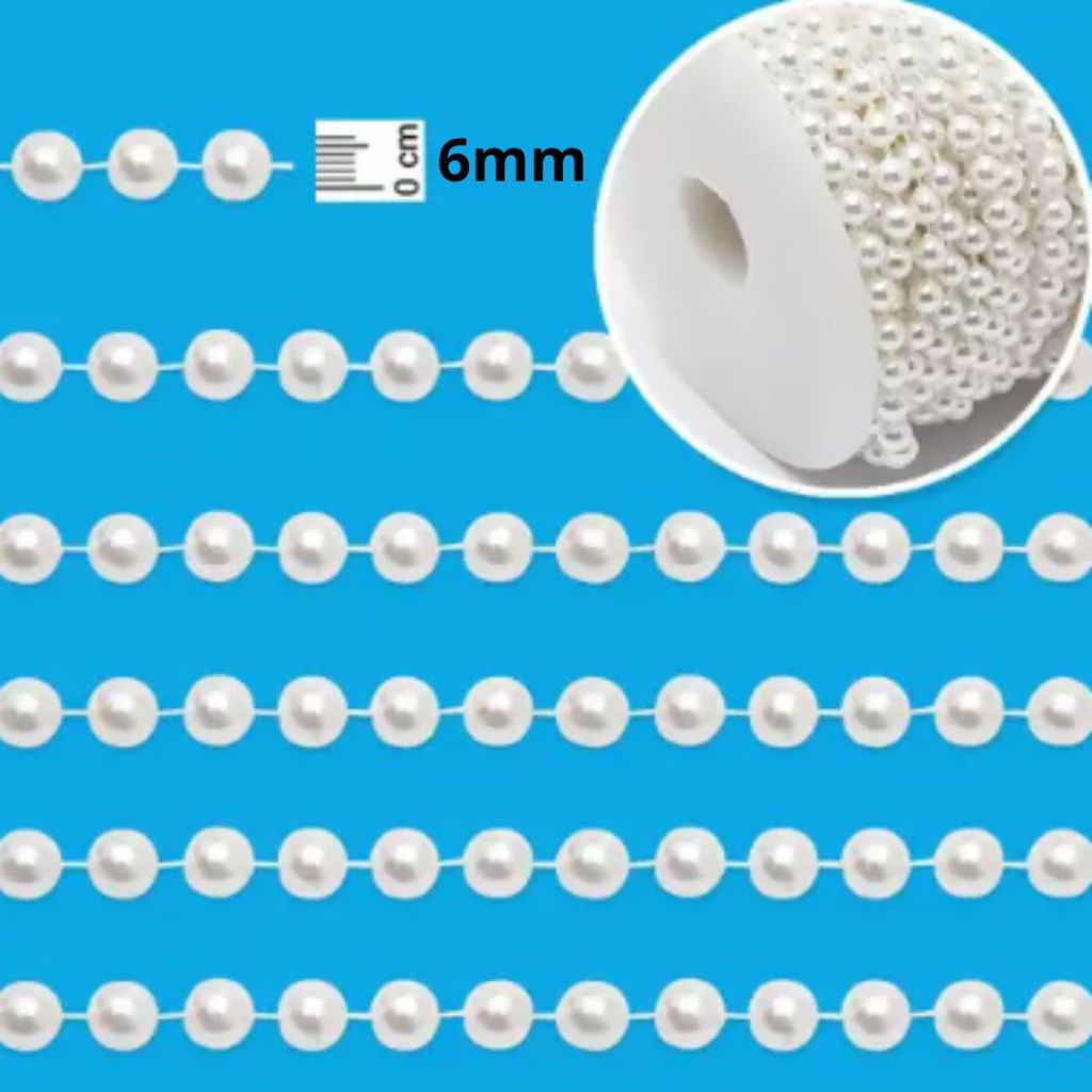 Pérola inteira 6mm com /5 ou 10 metros