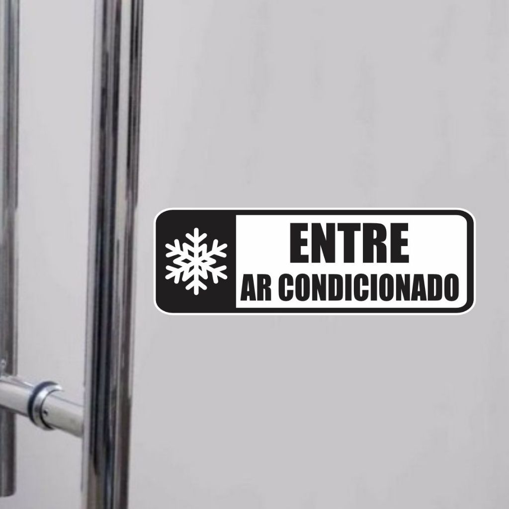 Adesivo Entre Ar Condicionado para Porta proteção Consultório Sala de Espera Atendimento ambiente climatizado