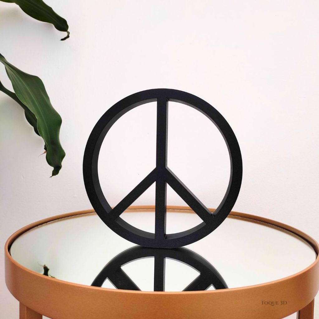 Estatueta Simbolo da Paz /Decoração Paz e Amor Hippie, Emoji - Toque 3D
