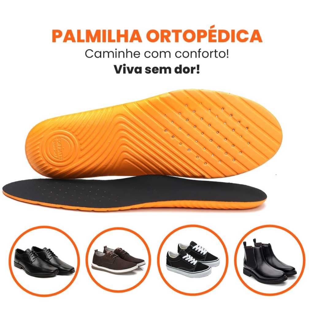 Palmilhas Ortopedica Anatomica P.U em Gel Super Confortavel Linha Confort Resistente do 33 ao 46 em Oferta na Shopee