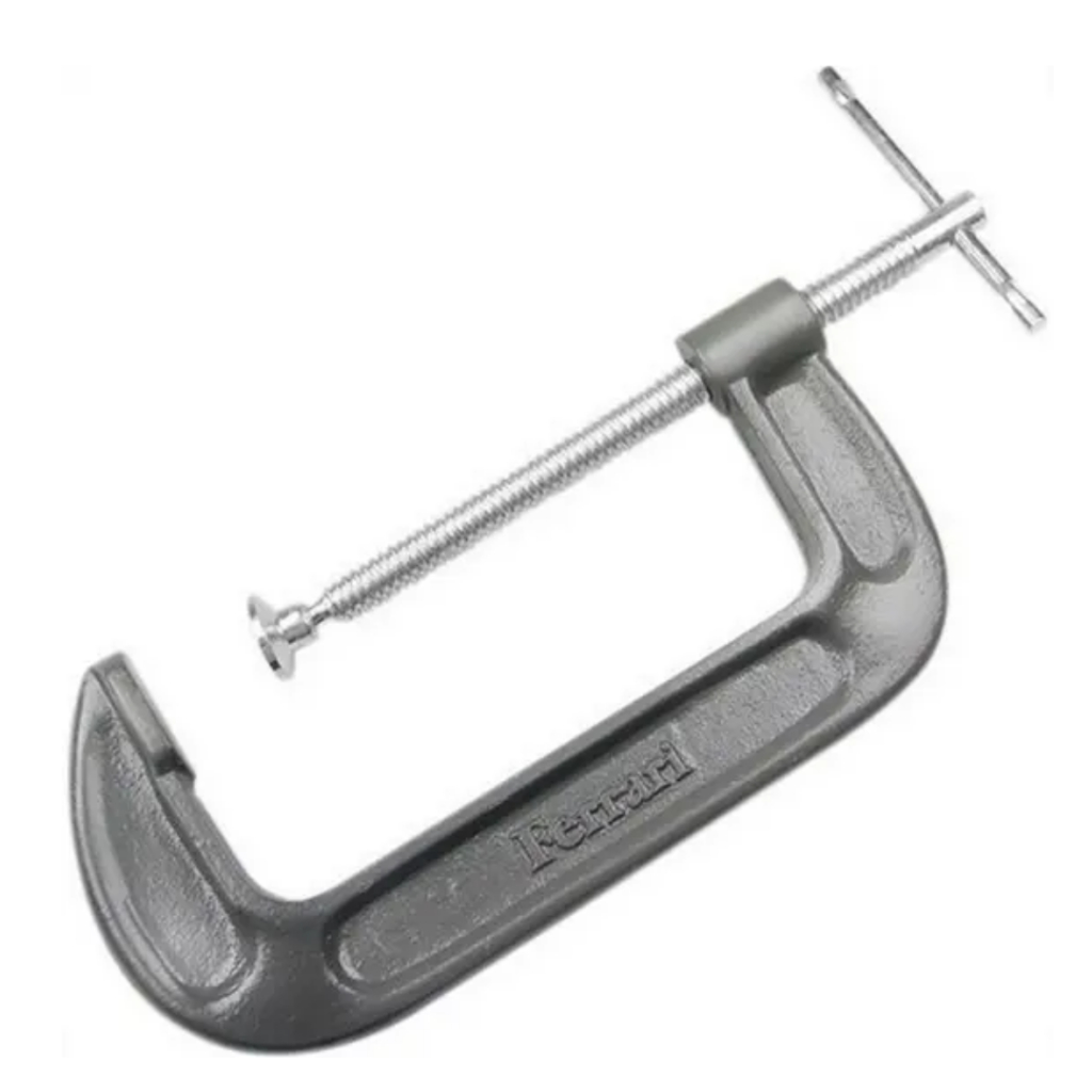 LEiA DESCRiÇÃO Grampo Sargento Tipo C 10" Marceneiro Ferro Pesado Ferrari