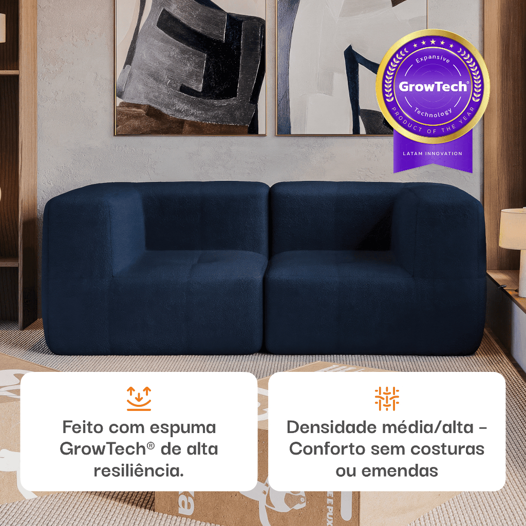 Detalhes do Sofá 2 lugares Modular - Sofá na Caixa em Boucle com 2 Módulos 1,72m