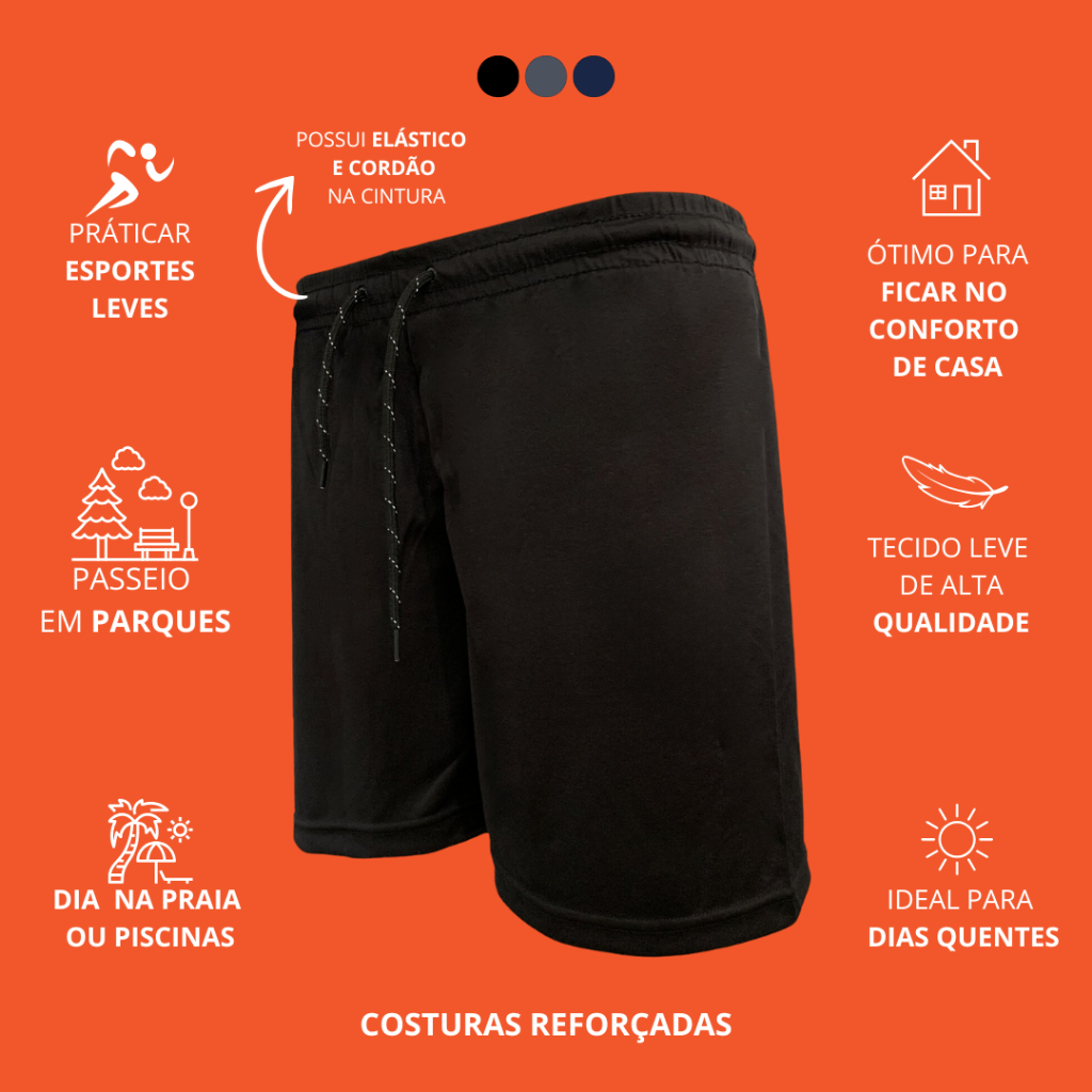 Calção De Futebol Corrida e Academia Em Poliéster, Bermuda , Shorts Com Cordao e Elastico na cintura
