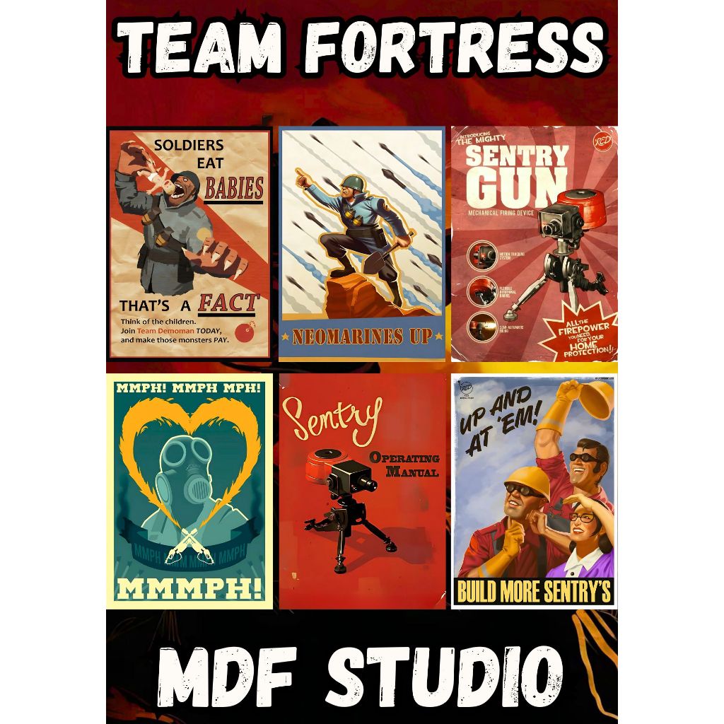 Placas Quadros Decorativos  de Team Fortress | Clássico Shooter de Equipe em Oferta na Shopee