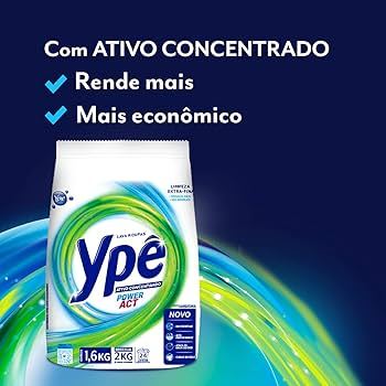 Detalhes do 2 Pacotes Sabão em Pó Ype Power Action 2.4kg Envio Imediato